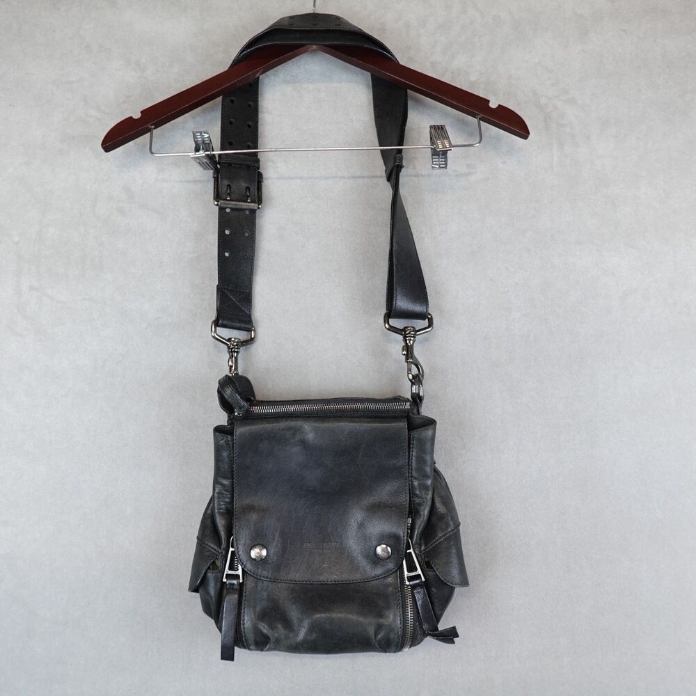 Belstaff Leather Messenger Shoulder Bag Black Utility Crossbody Malenotti